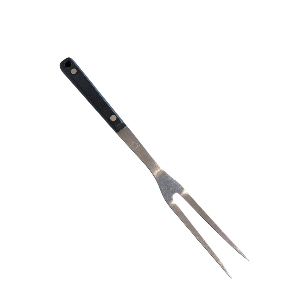 Vintage Maid of Honor Stainless Steel Carving Fork 12" Black Handle U.S. Pat